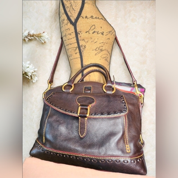 Dooney & Bourke Florentine Leather Pocket Satchel In Italian Vacchetta - Picture 12 of 16